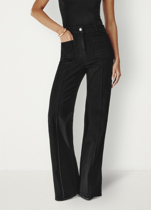 Reiss Sakura high waist flared jeans met gekleurde wassing - detail 10 zwart