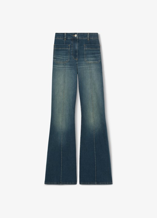 Reiss Sakura high waist flared jeans  - voorkant 6 blauw