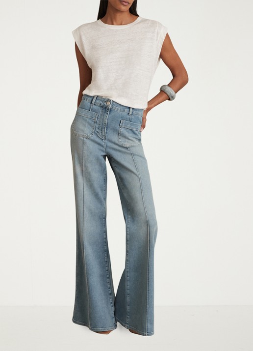 Reiss Sakura high waist flared jeans  - voorkant 5 lichtblauw