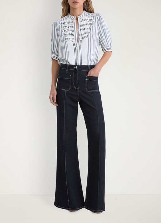 Reiss Sakura high waist flared jeans  - voorkant 6 staalblauw