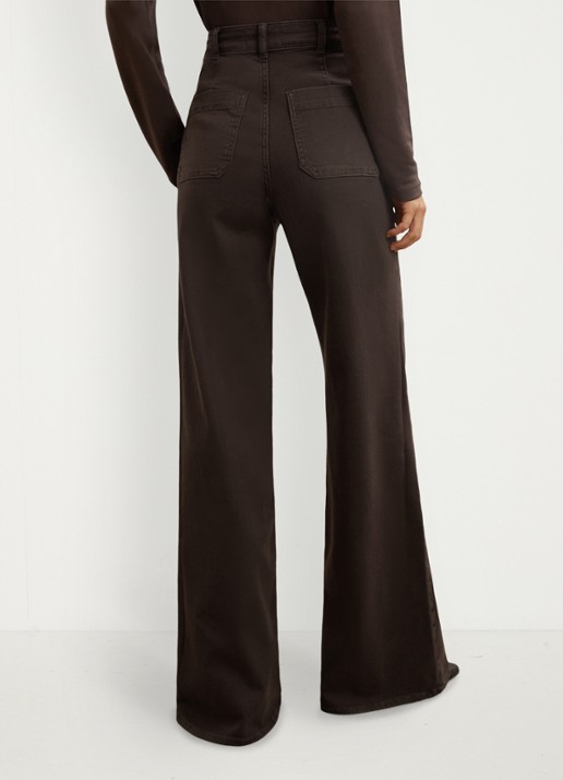 Reiss Sakura high waisted flared jeans met steekzakken - achterkant donkerbruin