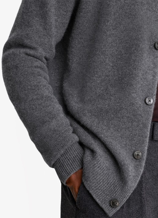 Reiss Saltash vest van kasjmier - detail 3 grijsmele