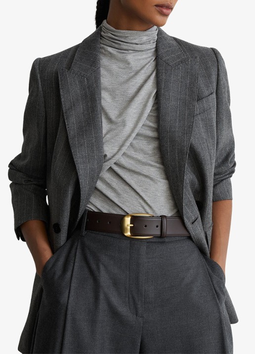 Reiss Sammy riem van leer - detail 2 chocoladebruin