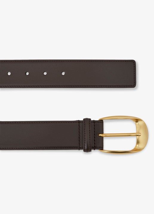 Reiss Sammy riem van leer - detail 3 chocoladebruin