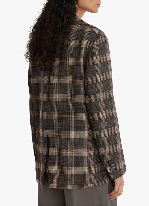 Reiss Sandor single-breasted blazer van wol in ruitdessin - achterkant 5 bruin