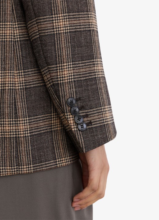 Reiss Sandor single-breasted blazer van wol in ruitdessin - detail 2 bruin