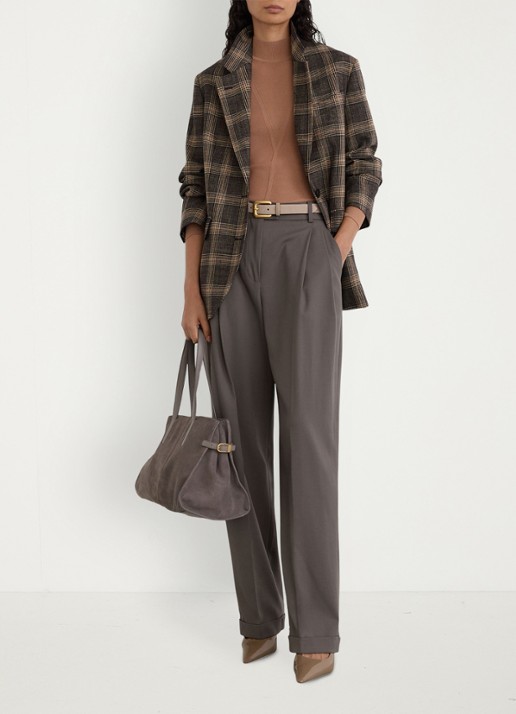 Reiss Sandor single-breasted blazer van wol in ruitdessin - voorkant 7 bruin
