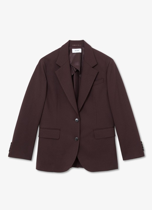 Reiss Sandor single-breasted blazer  - voorkant 5 aubergine