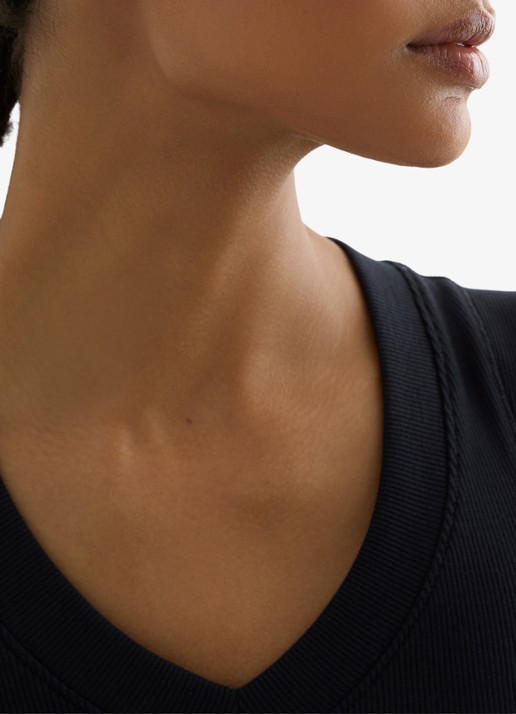 Reiss SANDY Stretch-Cotton Rib Ruched V-Neck Vest - detail 2 blauw