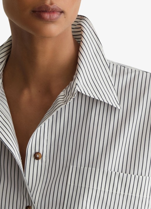 Reiss Saoirse blouse met streepprint - detail 6 ivoor / lichtblauw