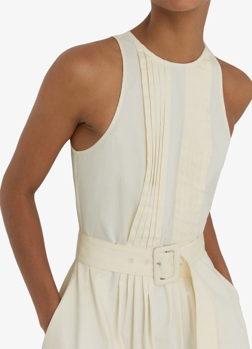 Reiss Sara midi jurk met ceintuur - detail 2 creme