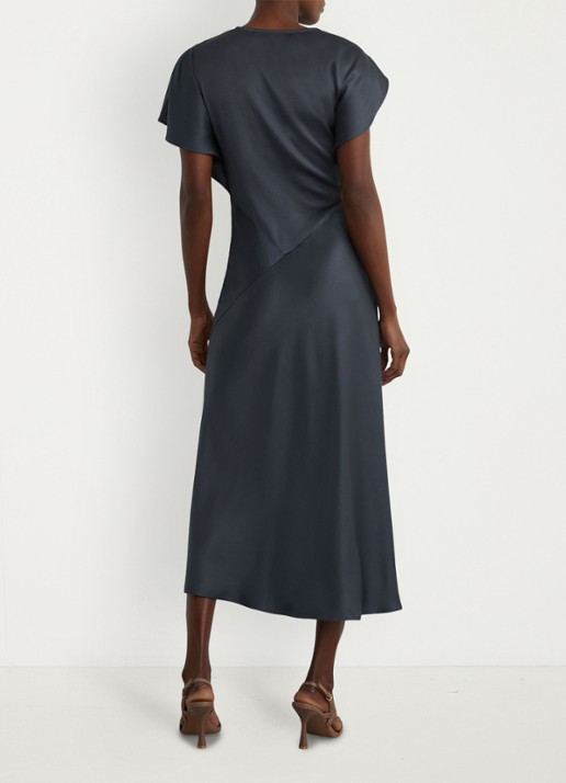 Reiss Sasha midi-jurk met gedrapeerd detail - achterkant grijs