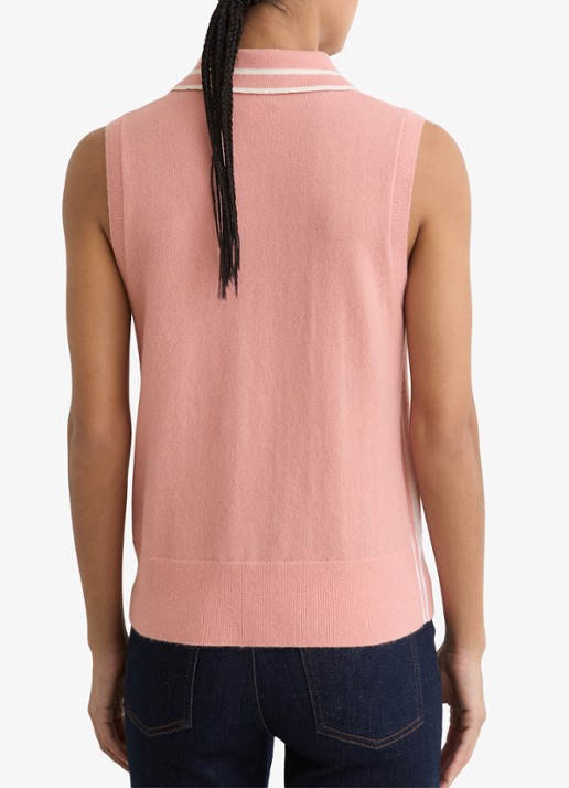 Reiss Saskia fijngebreide mouwloze top in kasjmierblend  - achterkant roze