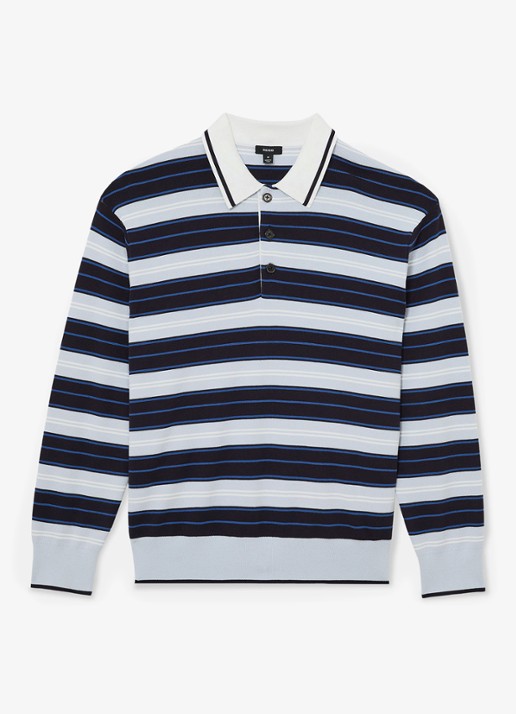 Reiss Scrum fijngebreide trui met streepprint  - voorkant blauw