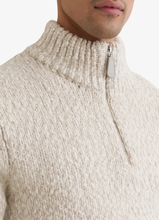 Reiss Seb grofgebreide trui in wolblend met halve rits - detail 5 grijsmele