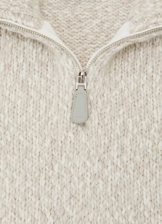 Reiss Seb grofgebreide trui in wolblend met halve rits - detail 6 grijsmele