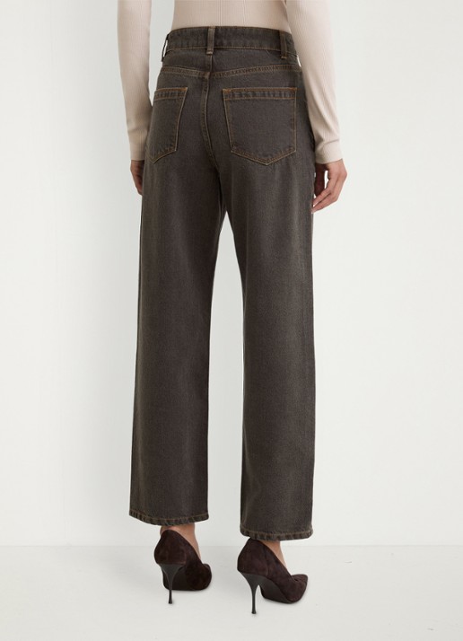Reiss Selin mid waist straight leg jeans met gekleurde wassing - achterkant 4 bruin
