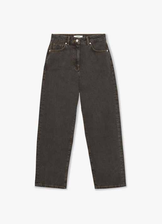 Reiss Selin mid waist straight leg jeans met gekleurde wassing - voorkant 5 bruin