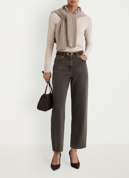 Reiss Selin mid waist straight leg jeans met gekleurde wassing - voorkant 6 bruin