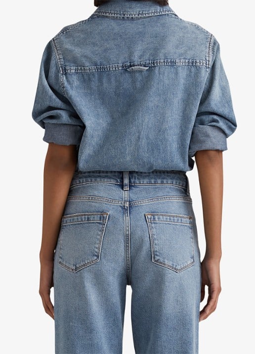 Reiss Selin mid waist straight leg jeans met steekzakken - achterkant lichtblauw