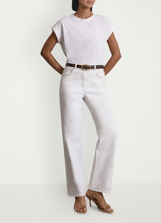 Reiss Selin mid waist straight leg jeans met steekzakken - voorkant 2 wit