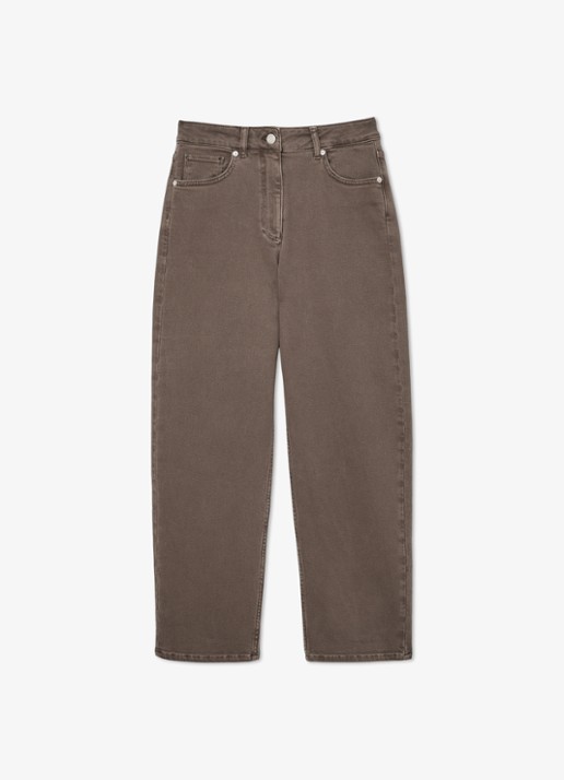 Reiss Selin mid waist straight leg jeans met steekzakken - voorkant bruin