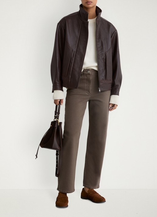 Reiss Selin mid waist straight leg jeans met steekzakken - voorkant 2 bruin