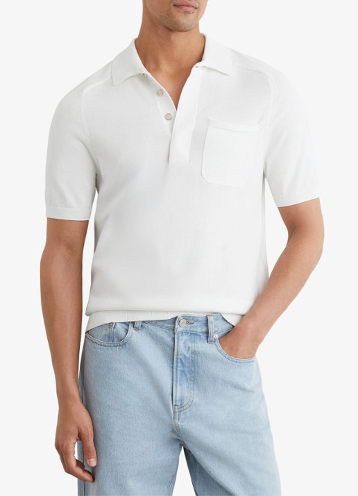 Reiss Selkirk regyular fit polo met borstzak - detail 2 white / wit