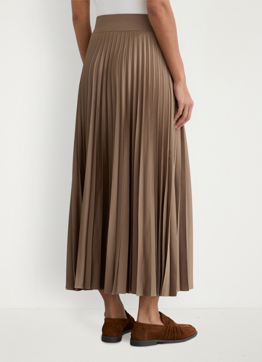 Reiss Seren midi rok met plissé - achterkant 3 camel