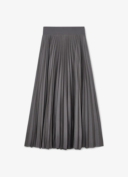 Reiss Seren midi rok met plissé - voorkant grey / grijs