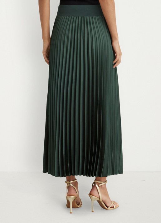 Reiss Seren midi rok met plissé - achterkant 7 zeegroen