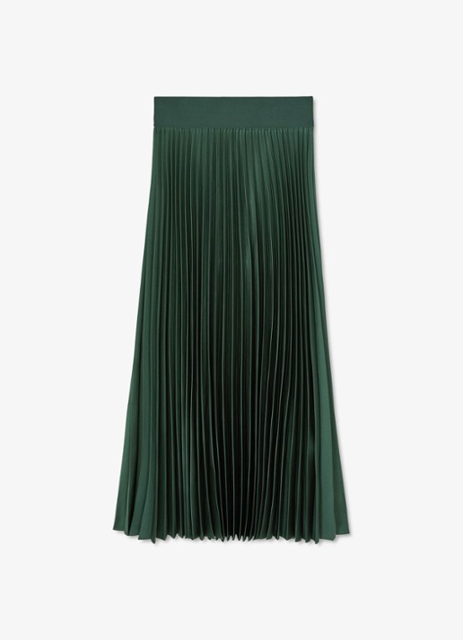 Reiss Seren midi rok met plissé - voorkant zeegroen