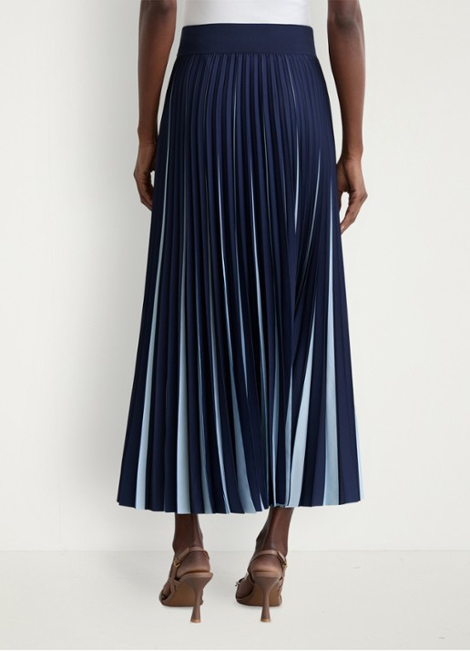 Reiss Serena midi rok met plooien - achterkant donkerblauw