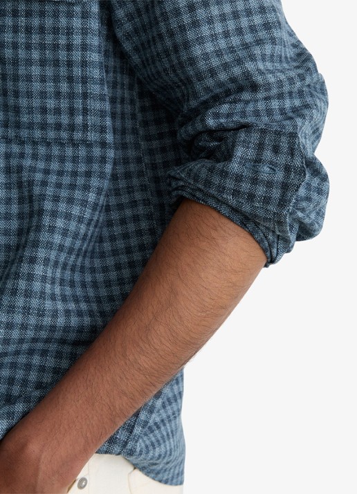 Reiss Sever overshirt in linnenblend met ruitdessin - detail 5 indigo / blauw