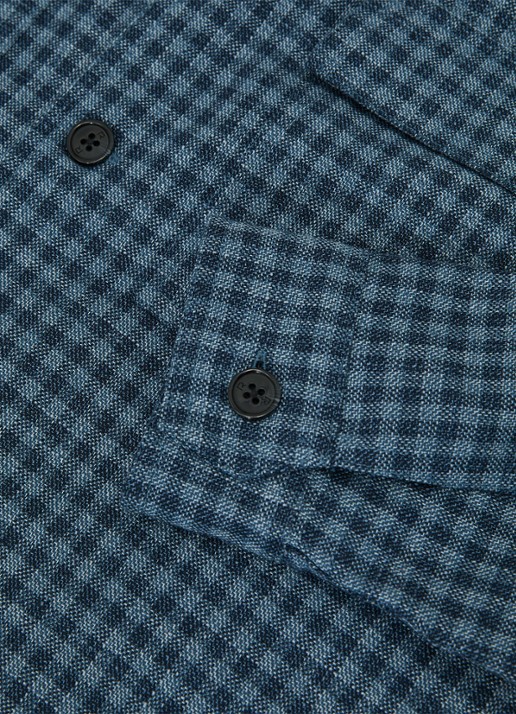 Reiss Sever overshirt in linnenblend met ruitdessin - detail 6 indigo / blauw