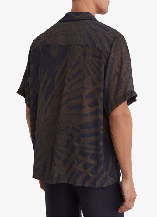 Reiss Shindora regular fit overhemd met grafische print - achterkant 4 bruin