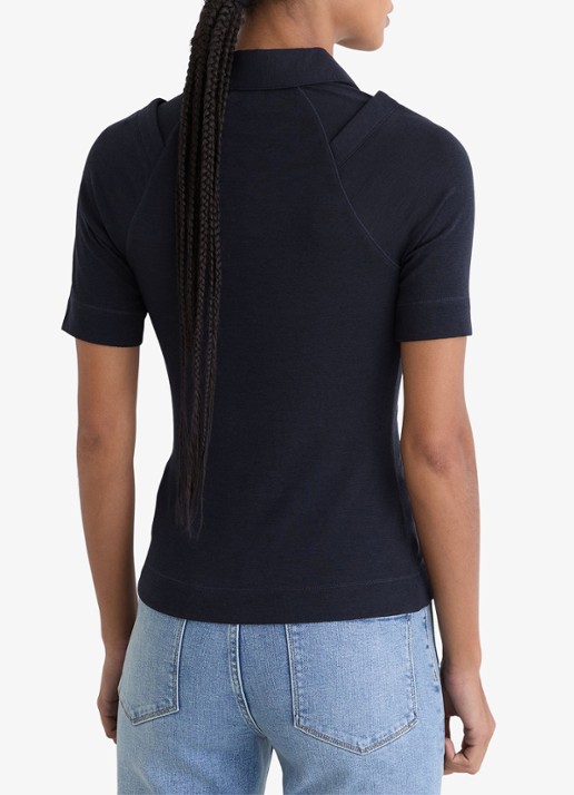 Reiss Shona slim fit polo met cut-out detail - achterkant blauw
