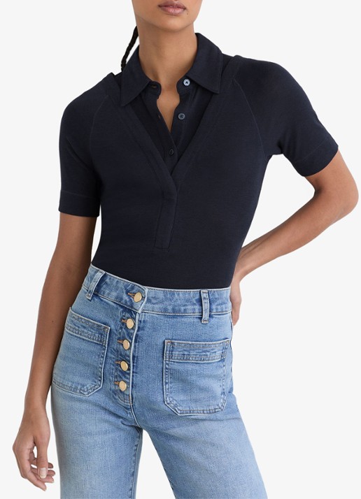 Reiss Shona slim fit polo met cut-out detail