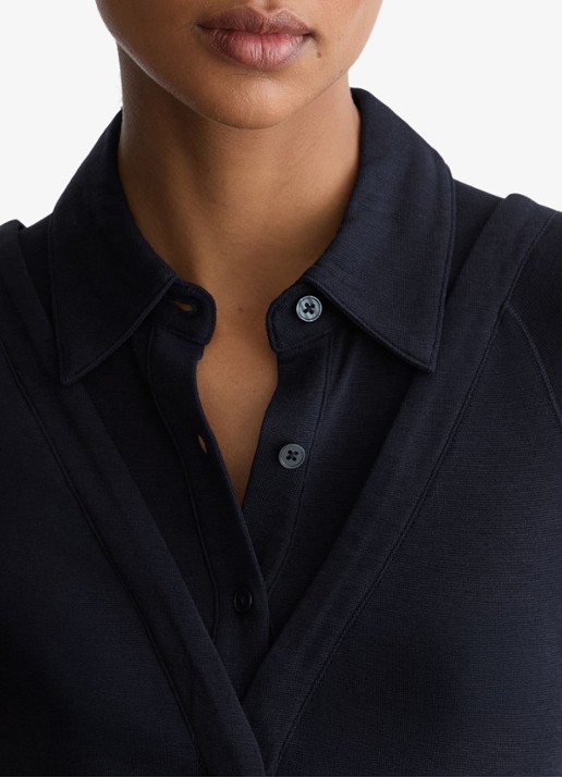 Reiss Shona slim fit polo met cut-out detail - detail 3 blauw