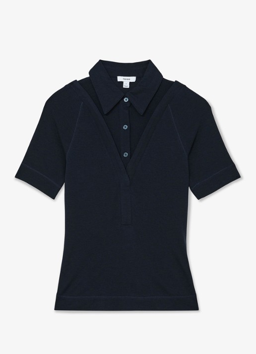 Reiss Shona slim fit polo met cut-out detail