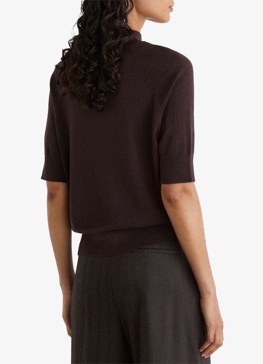 Reiss Sienna top in wolblend met opstaande kraag - achterkant donkerbruin