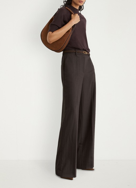 Reiss Sienna top in wolblend met opstaande kraag - voorkant 3 donkerbruin