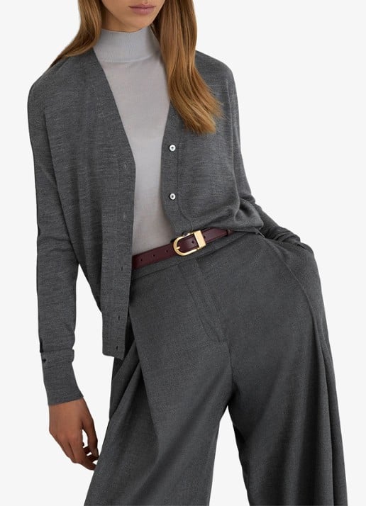 Reiss Simi fijngebreid vest van merino wol - detail 2 donkergrijs