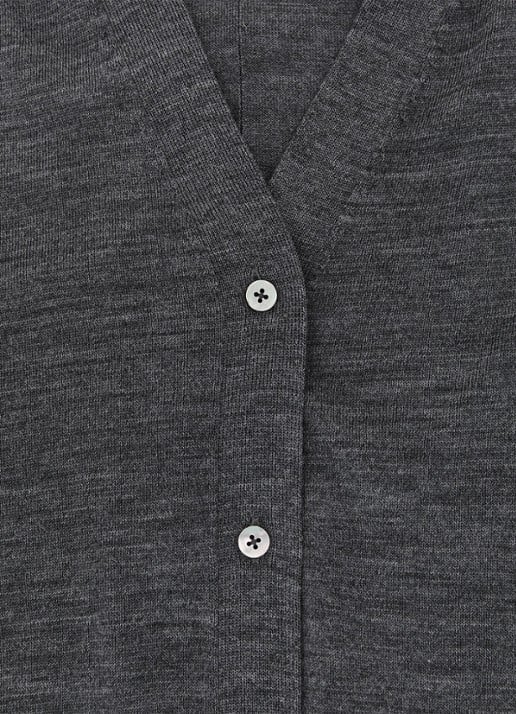Reiss Simi fijngebreid vest van merino wol - detail 3 donkergrijs