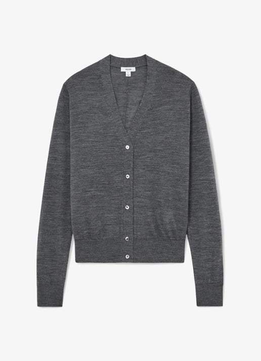 Reiss Simi fijngebreid vest van merino wol - voorkant 4 donkergrijs