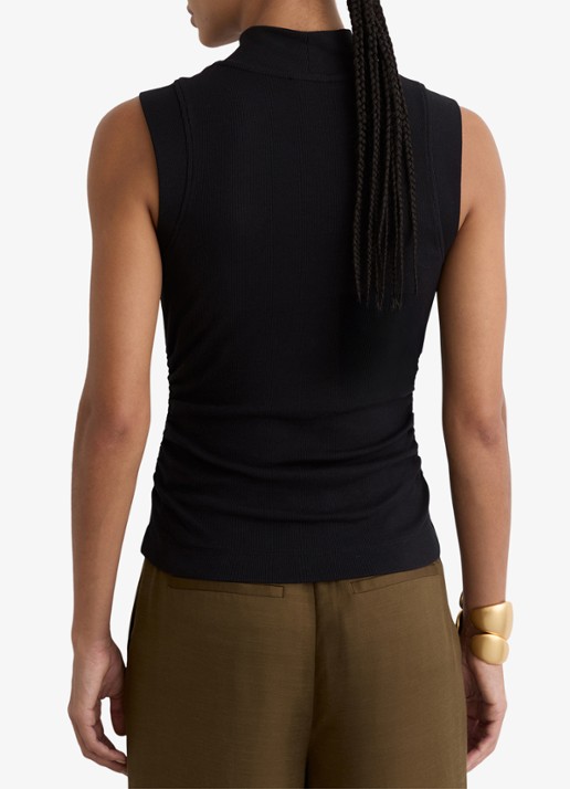 Reiss Simon ribgebreide top met opstaande kraag - achterkant black / zwart
