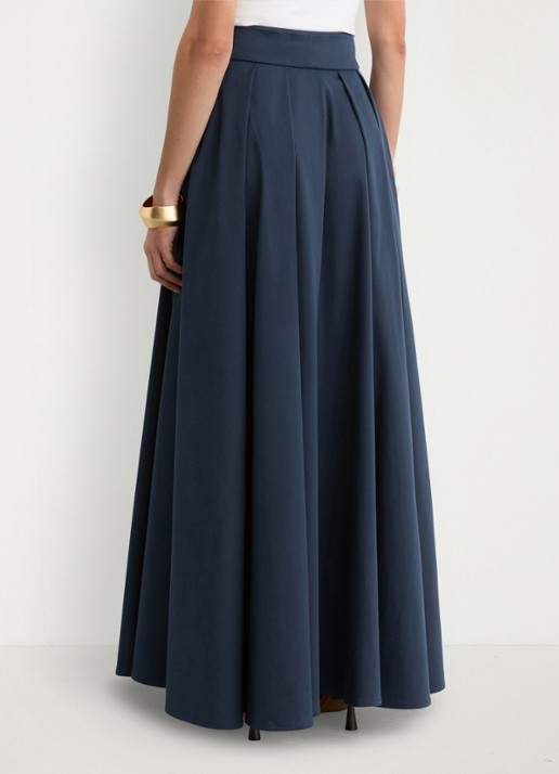 Reiss Simone geplooide maxirok van katoen blend - achterkant blauw