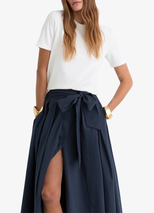 Reiss Simone geplooide maxirok van katoen blend - detail 3 blauw