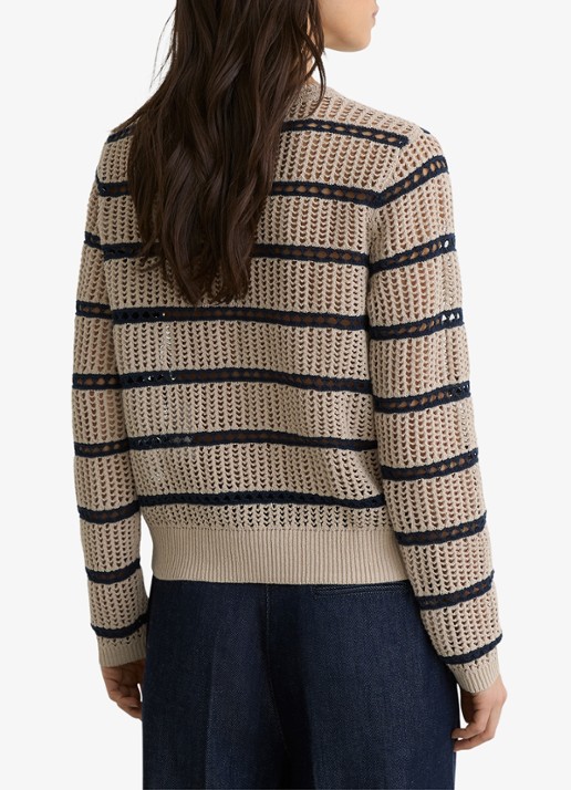 Reiss Skylar grofgebreide trui met streepprint - achterkant 4 creme