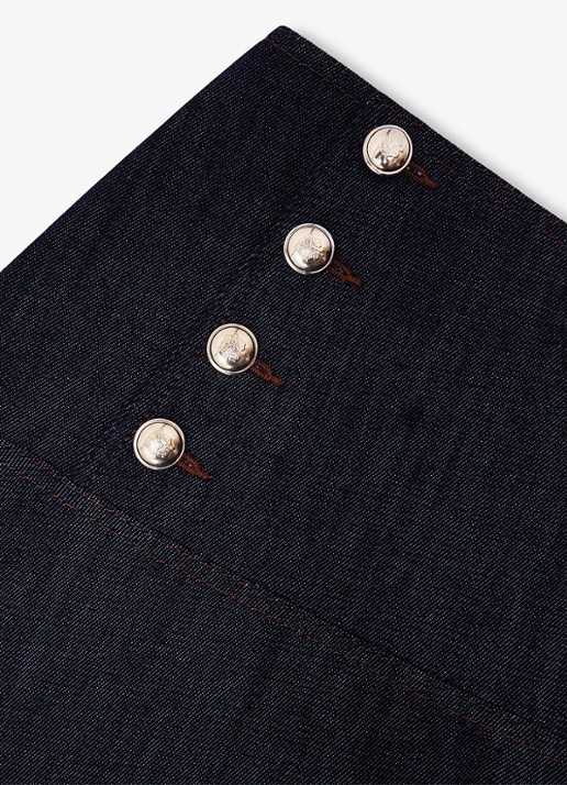 Reiss Skylar midi rok van denim met sierknopen - detail 7 dark blue / blauw